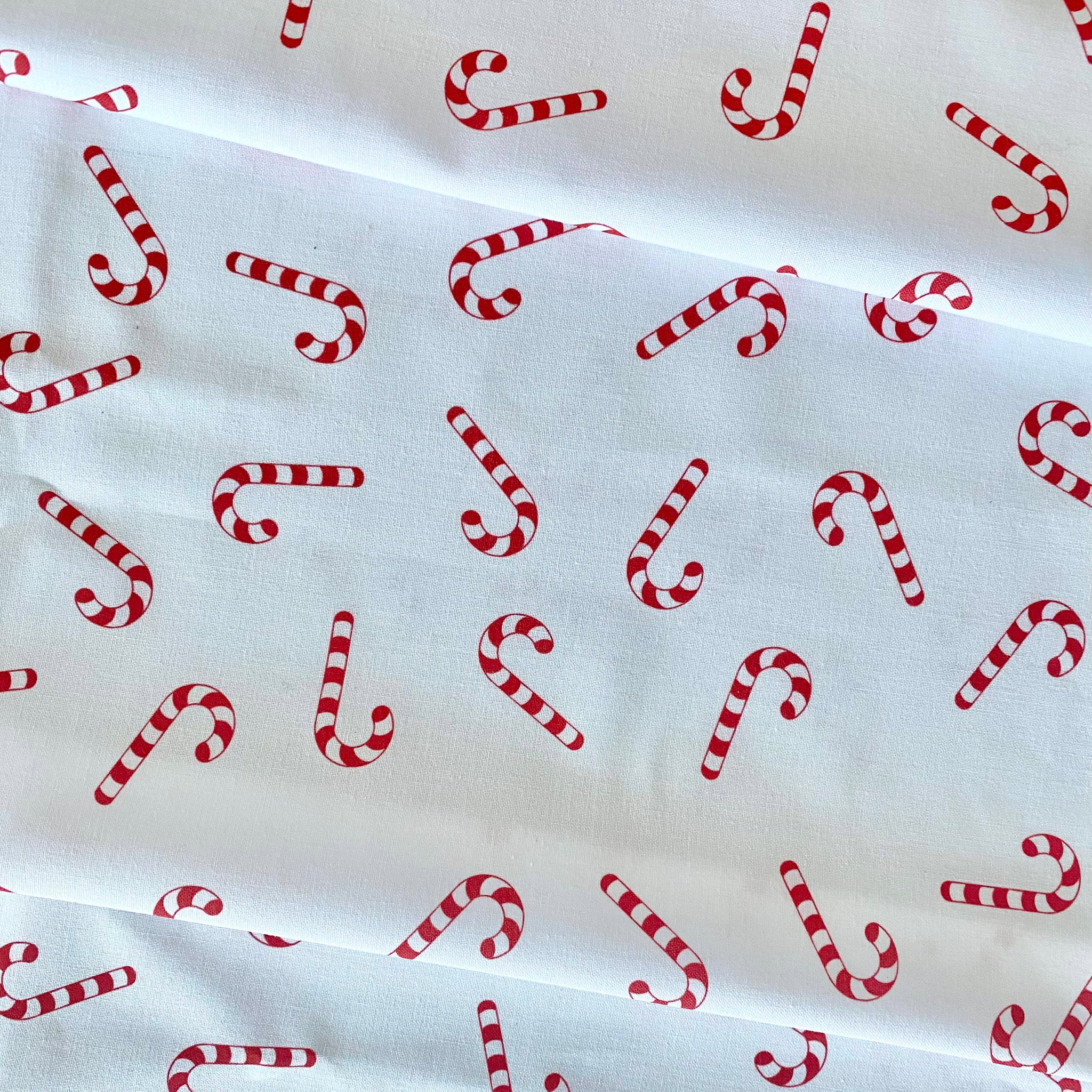 50cm piece Candy cane cotton - red and white