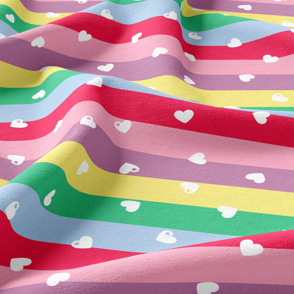 Last piece! 1.3m French Terry Rainbow stripes - Hearts